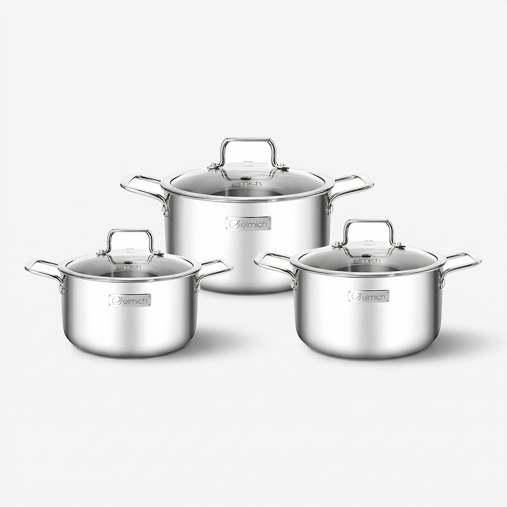 Bộ nồi Inox 3 lớp đáy liền Elmich Trimax classic 2106OL size 18,20,24cm