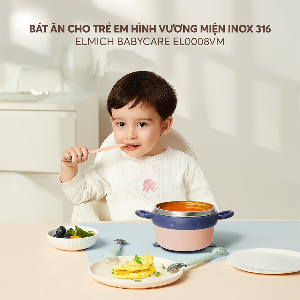 Bát ăn cho trẻ em hình vương miện, inox 316 Elmich 0008VM