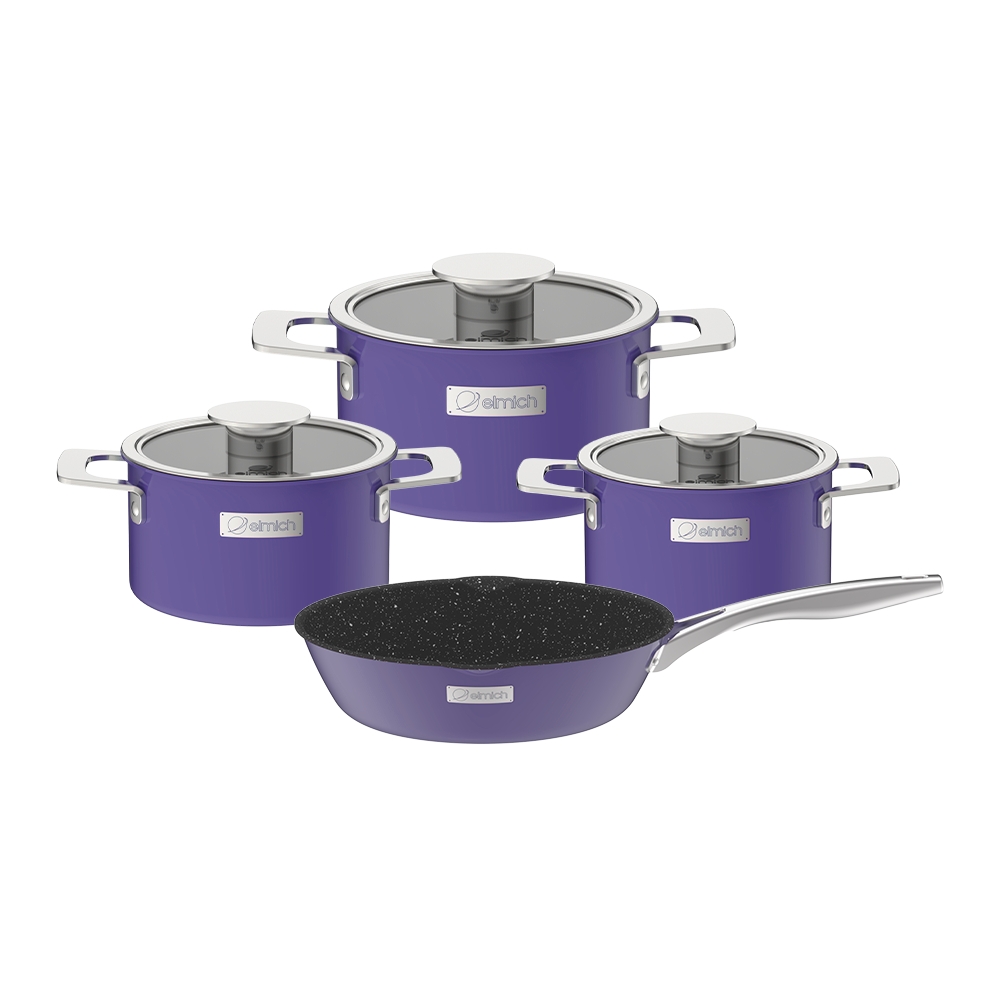 Bộ nồi Inox liền khối Elmich Hera size 16,20,22 chảo 26cm