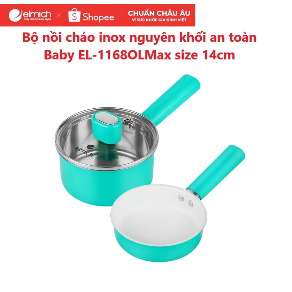 Bộ nồi chảo inox nguyên khối an toàn Baby EL-1168OLMax size 14cm