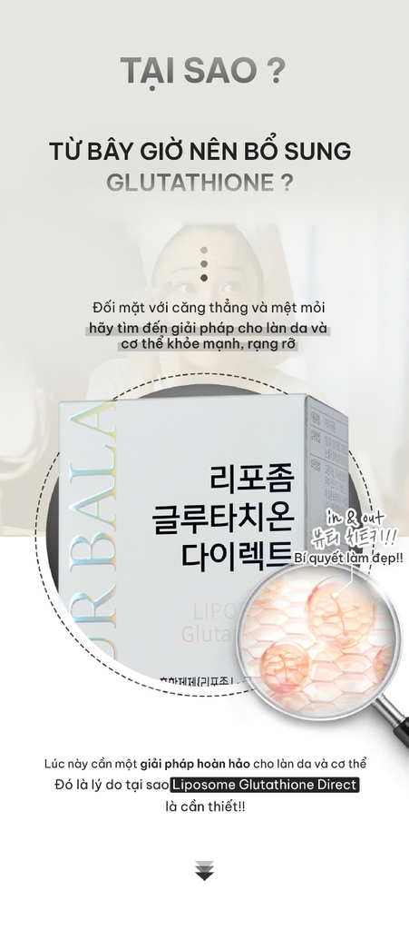 Full Hộp 20 gói bột uống LIPOSOME Glutathione Direct Yourbalance