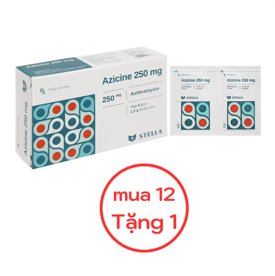Combo Azicine 250mg H.6 gói Stella - 12 Tặng 1