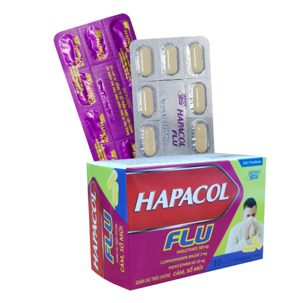 Hapacol Flu (Para 500mg; Clor 2mg; Phenyl 10mg)H.10v*10v DHG