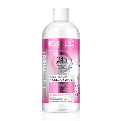 Nước tẩy trang Eveline Facemed+ dưỡng ẩm Hyaluronic 400ml