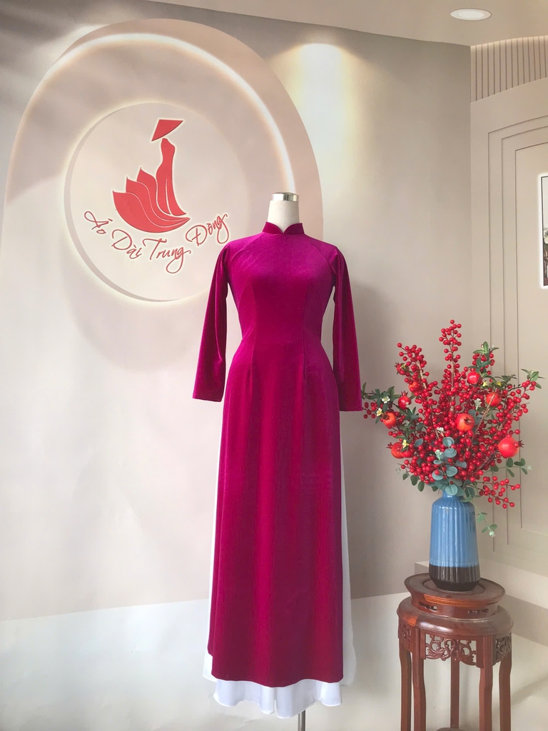Áo dài Nhung trơn / Áo dài Trung Đồng