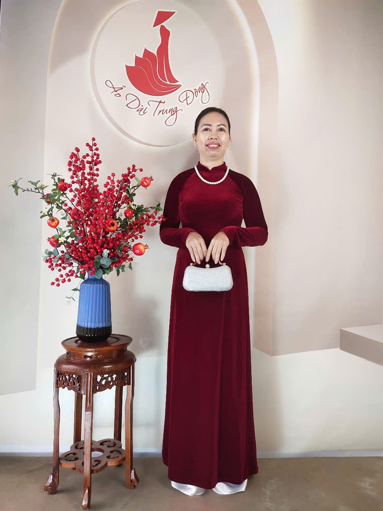 Áo dài Nhung trơn / Áo dài Trung Đồng