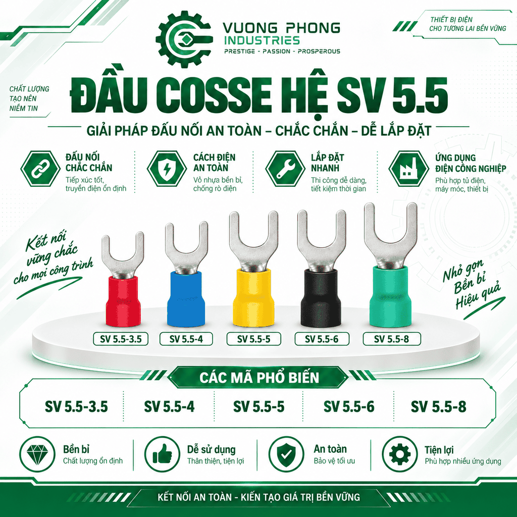 ĐẦU COSSE CHỮ U HỆ SV 5.5 – KẾT NỐI NHANH, AN TOÀN, CHẮC CHẮN