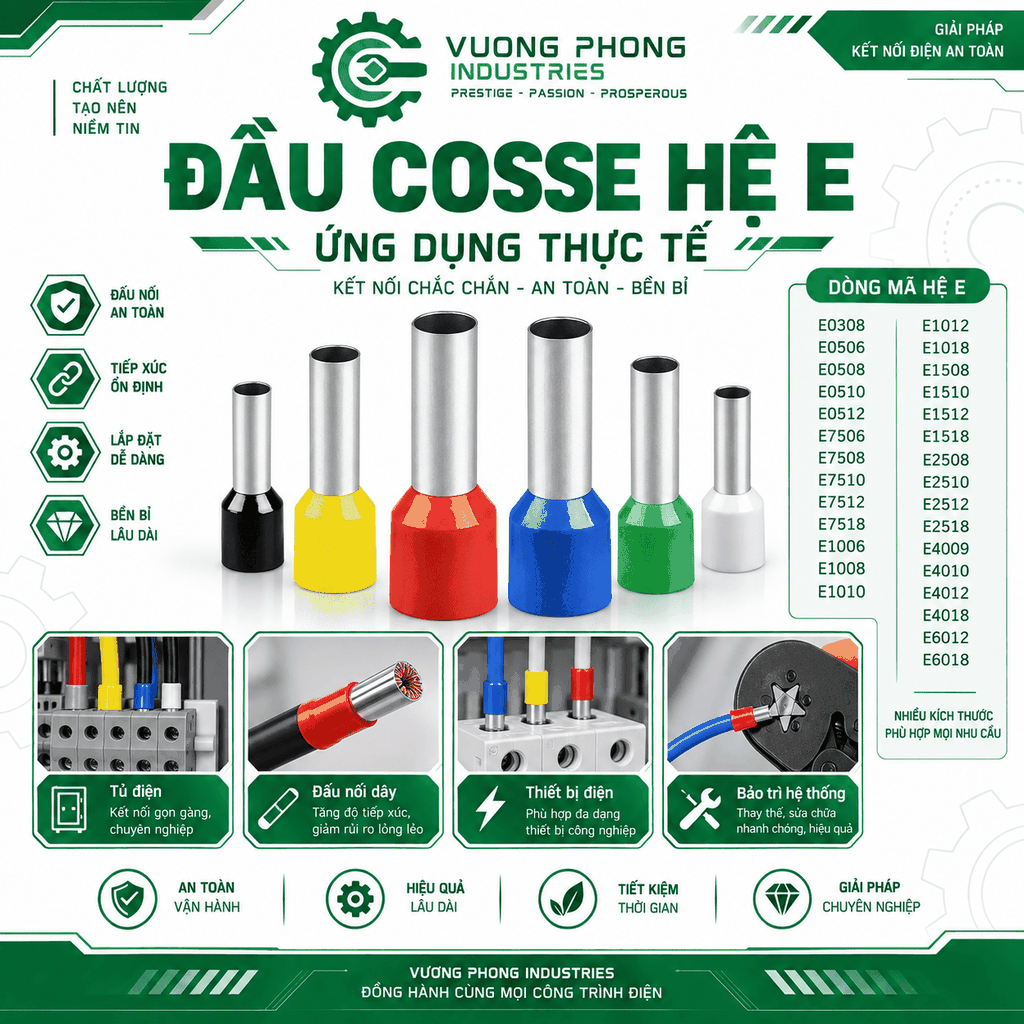 ĐẦU COSSE HỆ E – HOÀN THIỆN ĐẦU DÂY GỌN GÀNG, AN TOÀN, CHUYÊN NGHIỆP