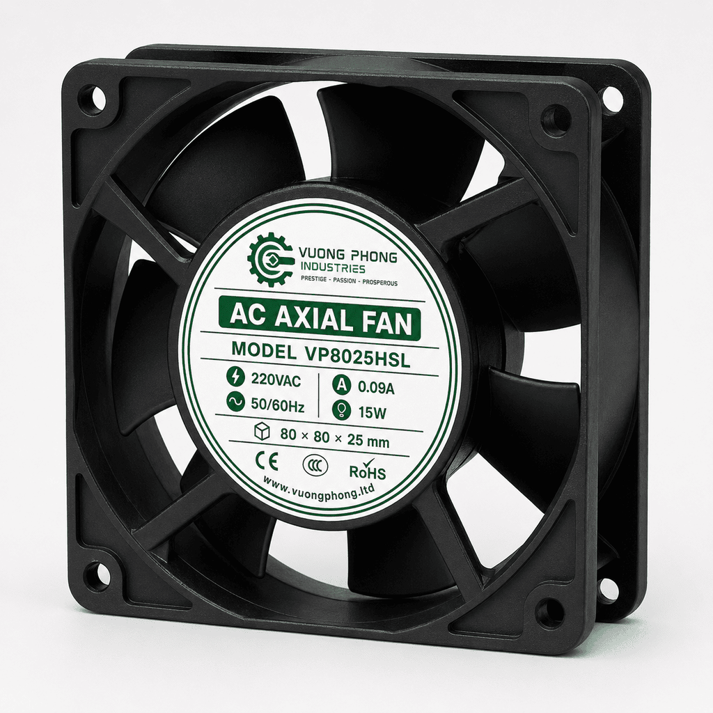 QUẠT TẢN NHIỆT HƯỚNG TRỤC AC  80×80×25MM - VP8025HSL – 220VAC 15W