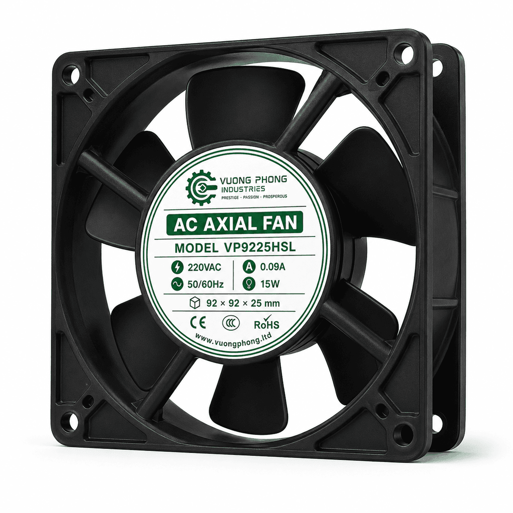 QUẠT TẢN NHIỆT HƯỚNG TRỤC AC 92×92×25MM - VP9225HSL – 220VAC 15W