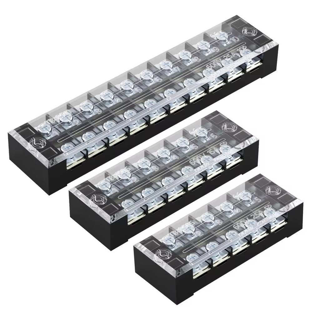 CẦU ĐẤU ĐIỆN DOMINO 45A DẠNG THANH CÓ NẮP CHE – TERMINAL BLOCK NHIỀU CỰC