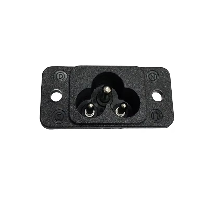 GIẮC/JACK Ổ CẮM NGUỒN AC 3 CHÂN IEC C6 GẮN PANEL – ĐẦU NGUỒN HOA MAI