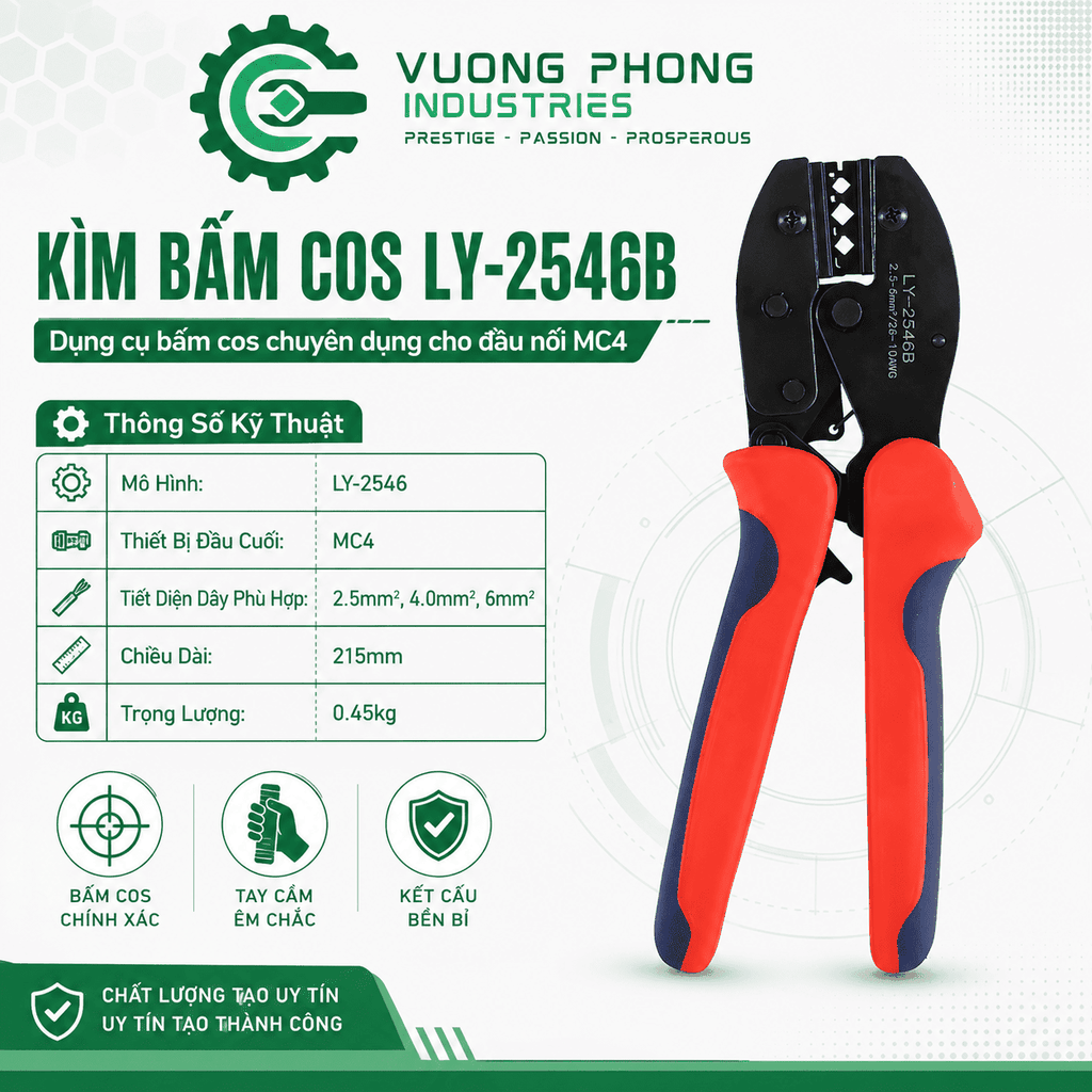 KÌM BẤM COS LY-2546B – KÌM BẤM ĐẦU NỐI MC4 2.5/4/6MM² – CHUYÊN DỤNG ĐIỆN NĂNG LƯỢNG MẶT TRỜI