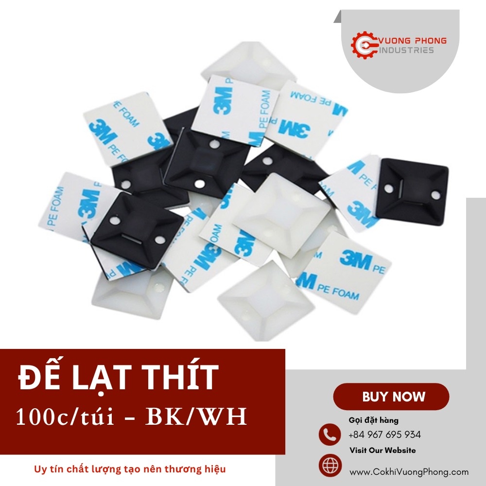 Miếng gá dính 3M màu đen HS-101S (3M-B) KT:19~20mm (100c/túi)
