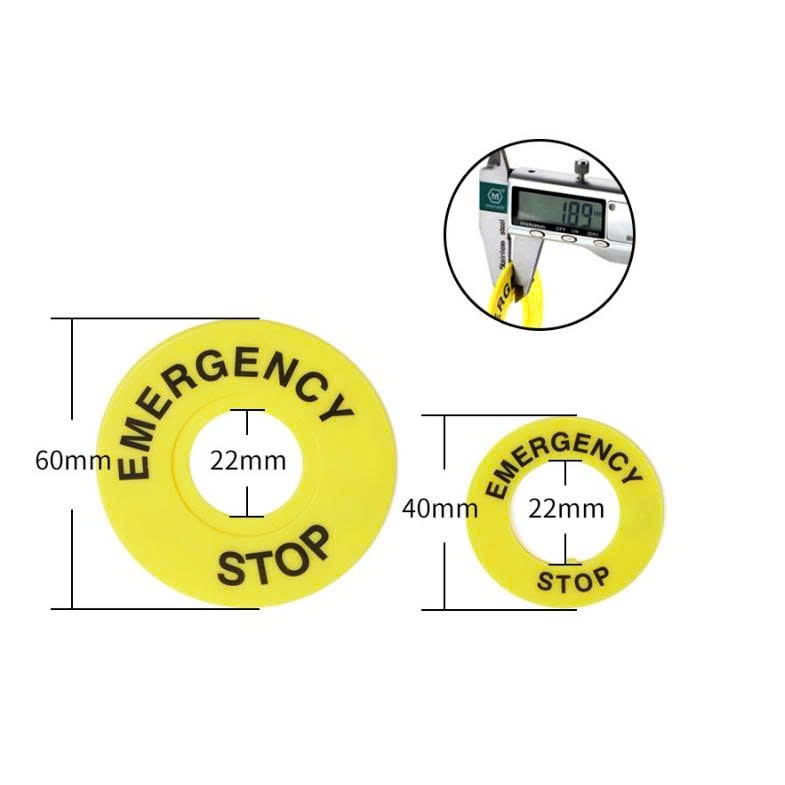 Phụ kiện nút nhấn - Nhãn nhựa EMG-STOP phi 22