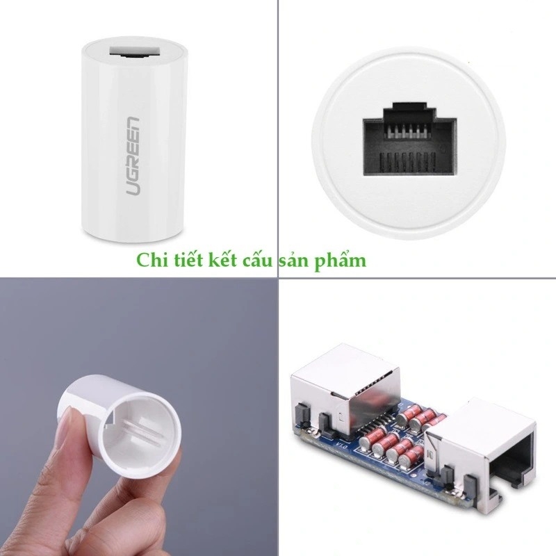 Đầu RJ45 nối dây mạng network Keystone Jack In-Line Coupler Female to Female màu Trắng UGREEN 20391