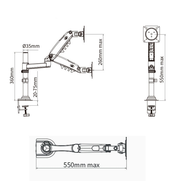 Giá treo màn hình North Bayou H100 (1 màn hình/ 22inch - 35inch/ Đen/ Gắn bàn)