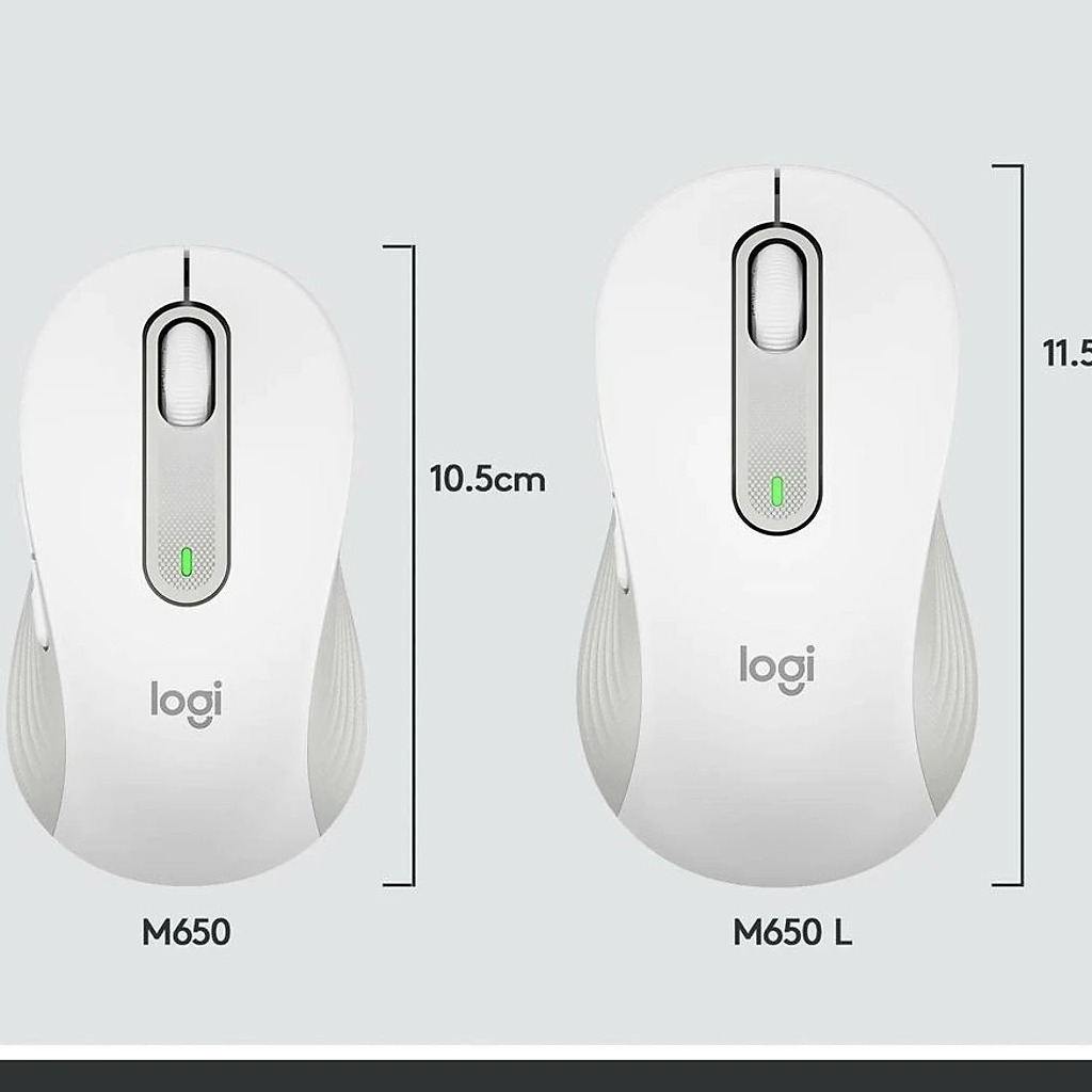 Chuột không dây Logitech Signature M650 Màu trắng (Bluetooth, Wireless)