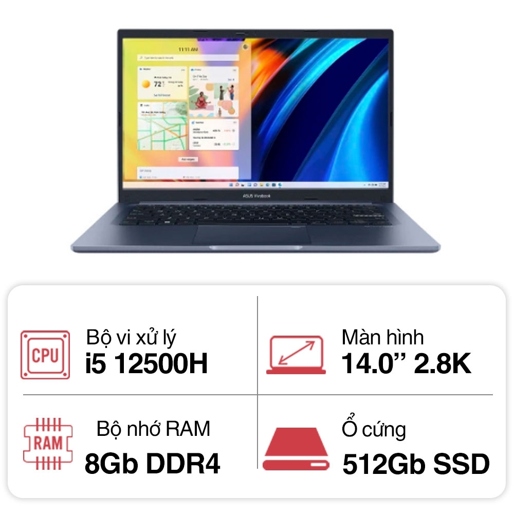 Laptop Asus Vivobook A1403ZA-KM066W (i5 12500H/ 8GB/ 512GB SSD/14 inch 2.8K/Win11/ Blue)