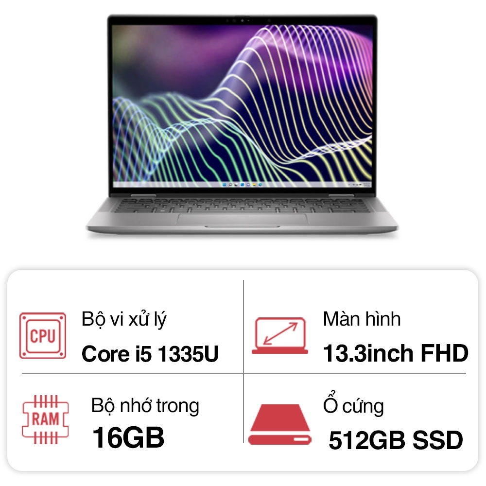 Laptop Dell Latitude L73401335U16512G (Core i5 1335U/ 16GB/ 512GB SSD/ Intel Iris Xe Graphics/ 13.3inch Full HD+/ NoOS/ Grey/ Aluminium/ 3 Year)