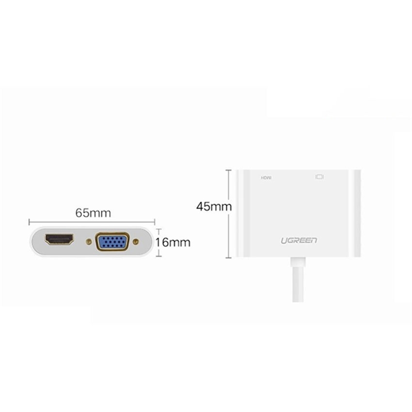 Cáp HDMI To HDMI/VGA + Audio 3.5mm Ugreen 40744 (Nguồn Micro USB 5V)