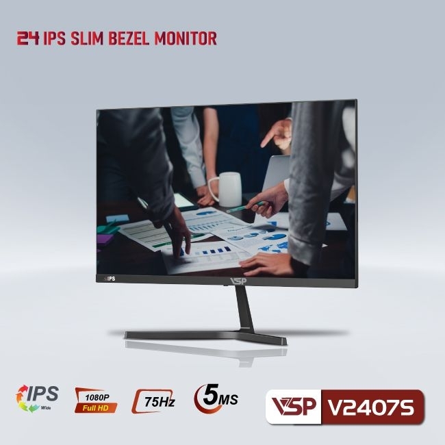 Màn hình phẳng VSP V2407S màu đen IPS 5ms 75Hz hạn chế ánh sáng xanh