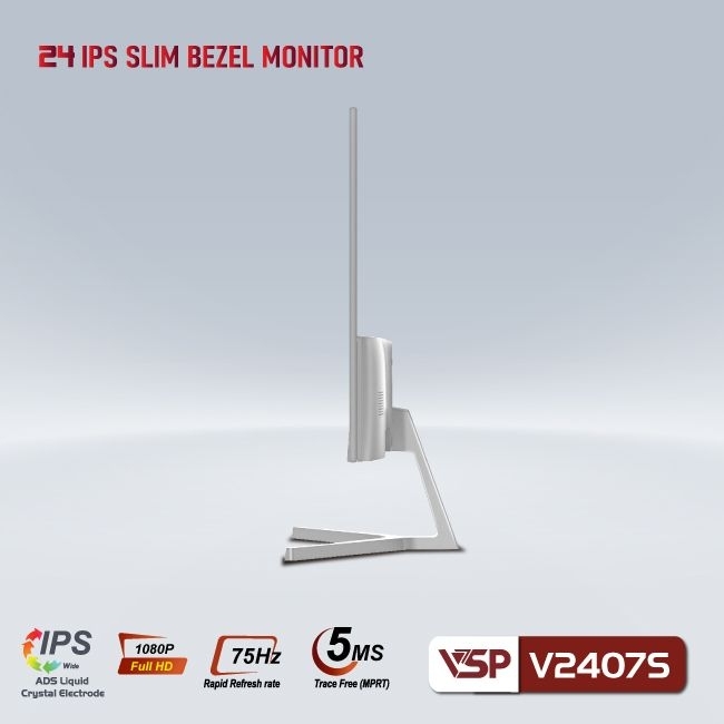 Màn hình phẳng VSP V2407S màu trắng IPS 5ms 75Hz hạn chế ánh sáng xanh