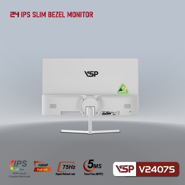 Màn hình phẳng VSP V2407S màu trắng IPS 5ms 75Hz hạn chế ánh sáng xanh