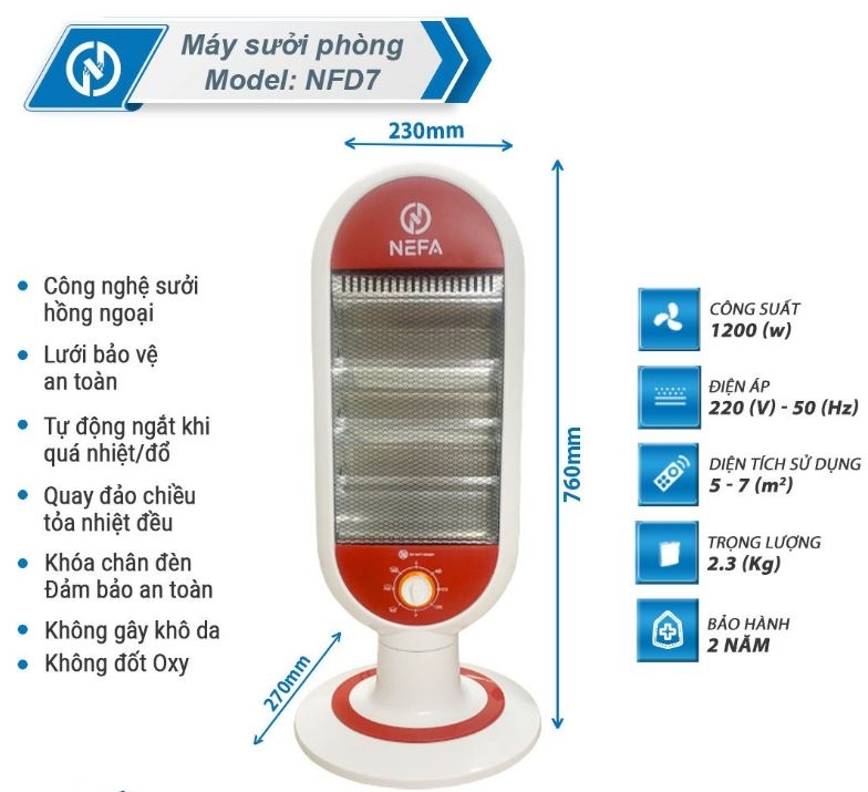 Máy Sưởi điện hồng ngoại NEFA NFD7