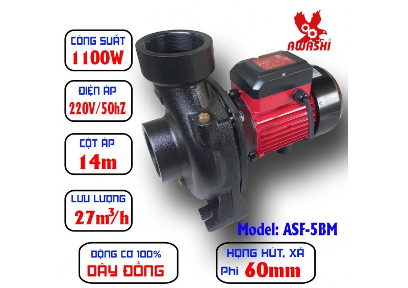 Máy bơm ly tâm lưu lượng Awashi ASF-5BM (1.1KW)
