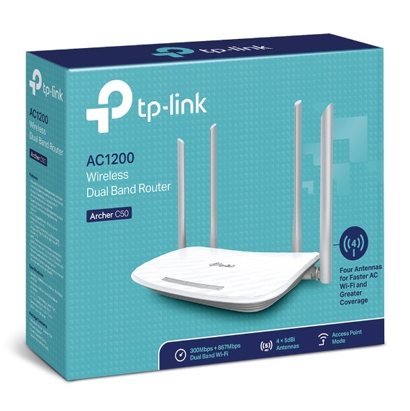 Router băng tần kép Wi-Fi TP-Link AC1200 Archer C50