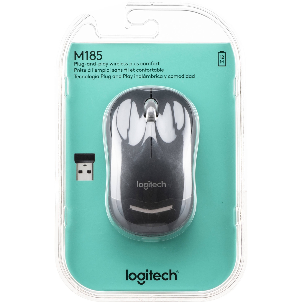 Chuột quang không dây Logitech M185 - Xám