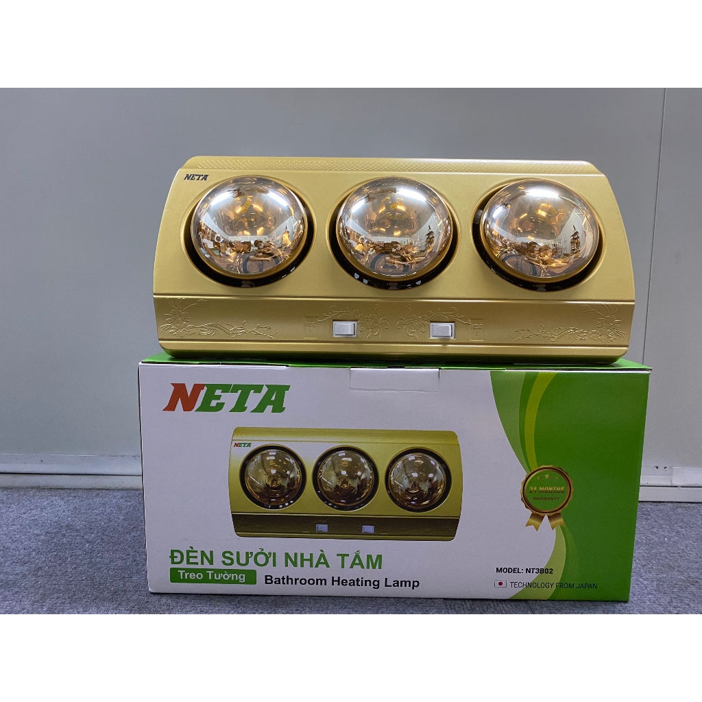 Đèn sưởi nhà tắm 3 bóng thẳng Neta NT3B02 (Công suất 825w)