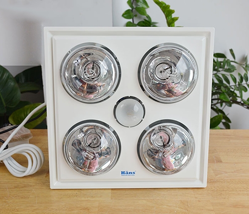 Đèn sưởi nhà tắm 4 bóng âm trần kết hợp quạt thông gió HANS H4B (1180W)