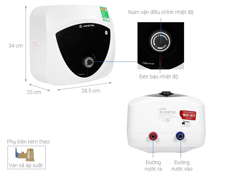 Bình nóng lạnh Ariston ANDRIS LUX 6UE (6 lít - lắp trên bồn rửa)