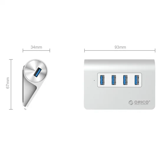 Bộ chia USB Hub 4 cổng USB 3.0, Bạc, ORICO M3H4-SV