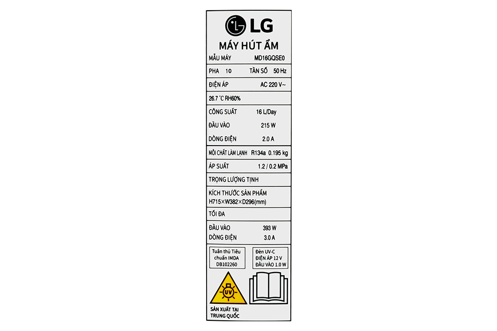 Máy hút ẩm điện tử 16L Dual Inverter LG MD16GQSE0.ABAE (40m2 - 16 lít/ngày)
