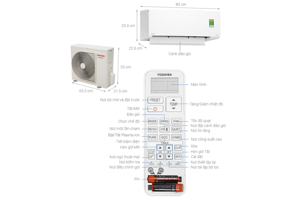 Điều hòa Toshiba 12000 BTU 1 chiều inverter RAS-H13E2KCVG-V