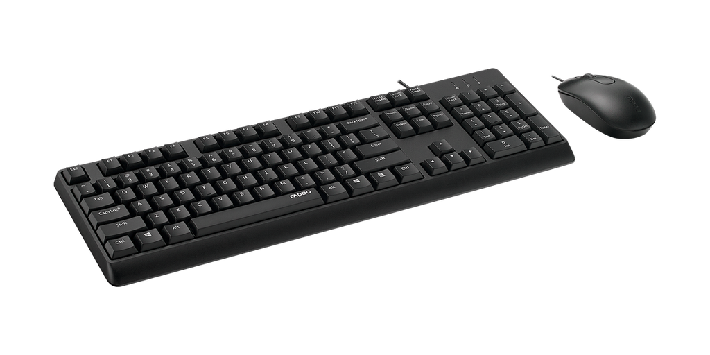 Bộ Bàn Phím Chuột Có Dây Rapoo NX1500 - Màu Đen, Full Size, 1000DPI