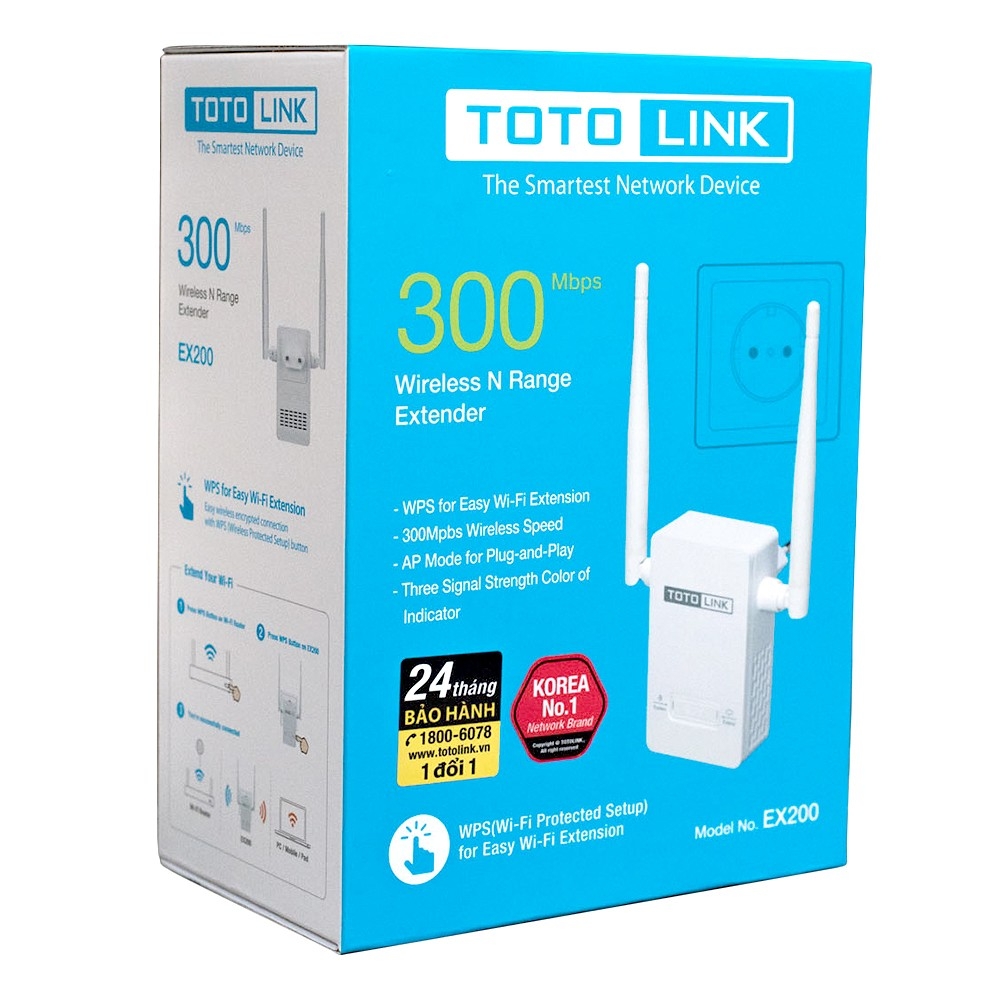 Bộ Mở Rộng Sóng Wifi Chuẩn N Tốc Độ 300Mbps Totolink EX200
