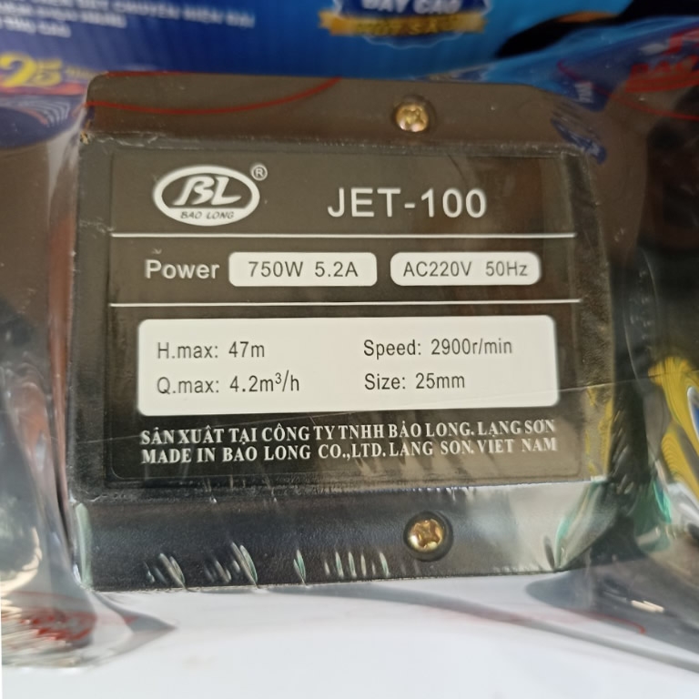 Bơm bán chân không Bảo long JET 100 ( 750W)