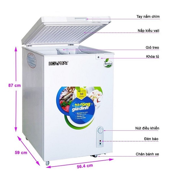 Tủ đông Hòa Phát 107 lít - dàn Nhôm - HPF AN6107