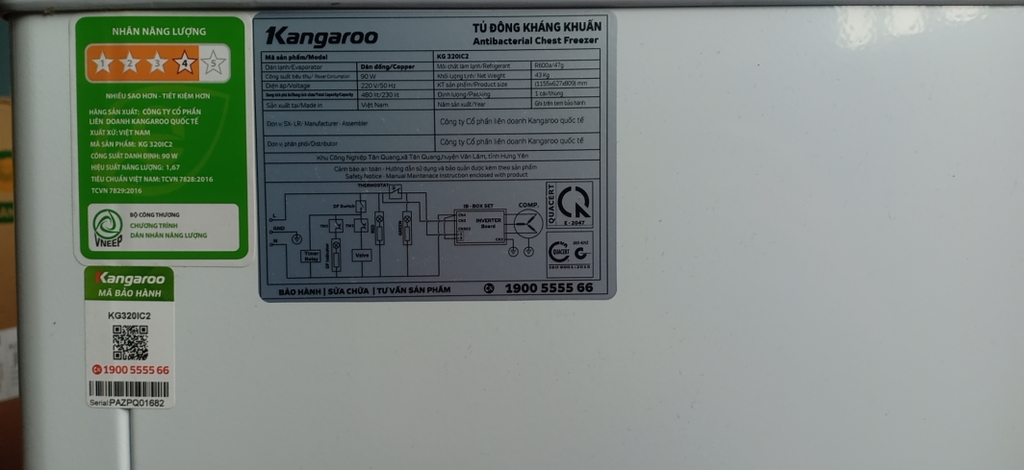 Tủ đông kháng khuẩn Inverter 230 lít KG320IC2 (mới 99%)