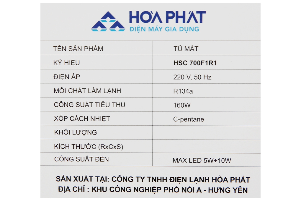 Tủ mát Hòa Phát 280 lít HSC 700F1R1