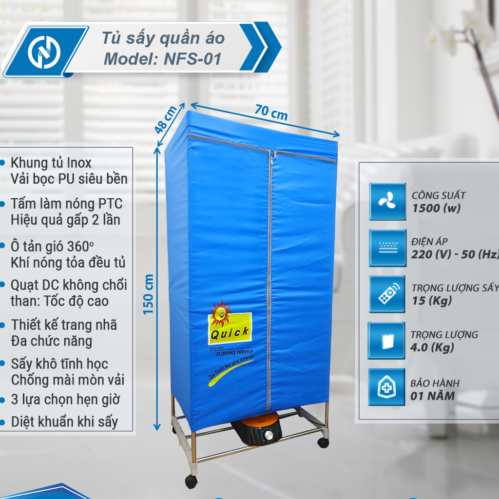 Tủ sấy quần áo Nefa cơ NFS01
