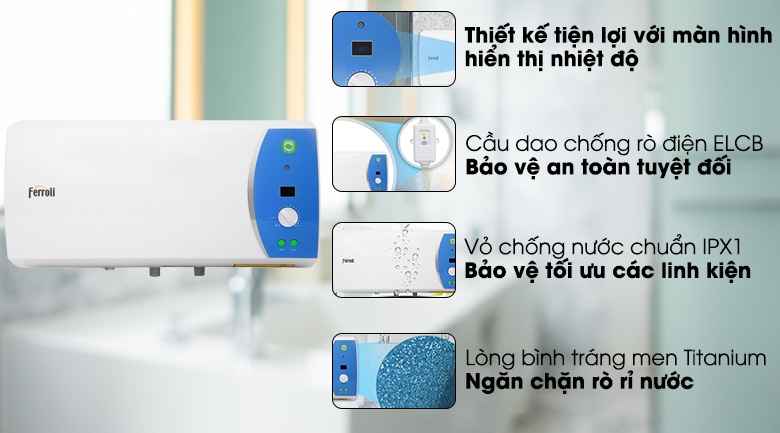 Bình nước nóng lạnh Ferroli 30 lít VERDI AE 30L