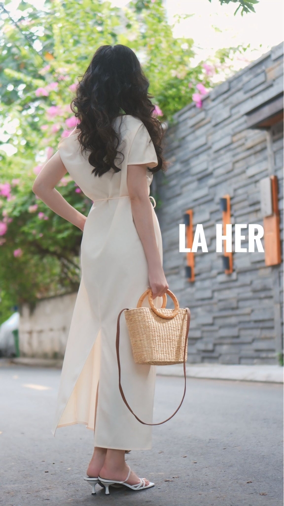 LA HER Đầm lệch vai