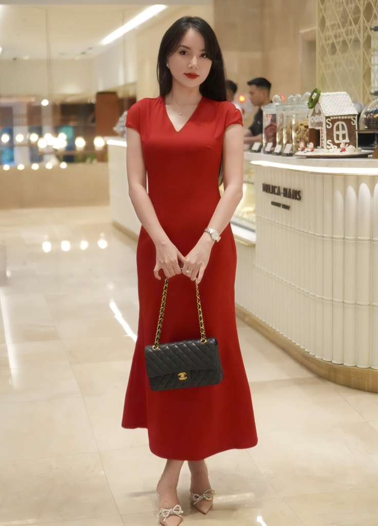 ĐẦM BLOOM SUÔNG CỔ TIM TAY SÒ - COTTON XƯỚC