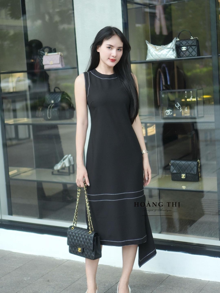 ĐẦM SUÔNG ĐEN SÁT NÁCH VIỀN CHỈ