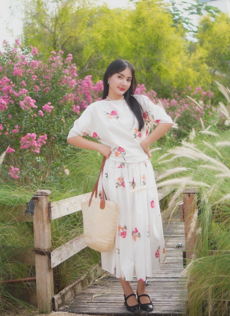 SET BOHO HỌA TIẾT HOA HỒNG